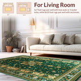 Ultra Soft Area Rug, Non Slip, Stain Resistant, Washable Area Rugs for Living Room, Bedroom, Velvet Embroidered Islamic Prayer(Green)