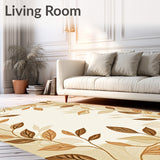 Beige Leaf Design Area Easy Clean(Beige)