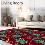 Festive Pine Tree with Holly Leaf Accents Decorative Floor Covering(Red)