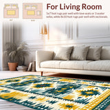 Intricate Boho Area Rug Geometric Southwestern Carpet(Gold)