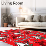 Festive Santa Sleigh and Pine Tree Motif with Snowflake Accents(Red)