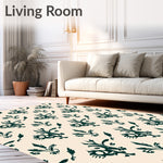 Botanical Damask Design with Faded Elegance Motifs (Beige) - ODIKA