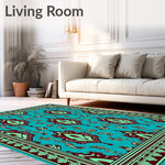 Intricate Paisley Teardrop Low Pile with Swirling Motifs (Turquoise) - ODIKA