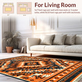 Ultra Soft Area Rug, Non Slip, Stain Resistant, Washable Area Rugs for Living Room, Bedroom, Boho Geometric Stain Resistant Living Room(Orange)