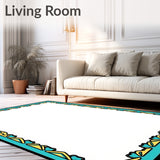 Art Inspired Bordered Chevron with Interlocking Wave Motif (Black)