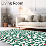 Modern Interlocking Lattice with Stylized Florals (Green)
