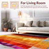 Ultra Soft Area Rug, Non Slip, Stain Resistant, Washable Area Rugs for Living Room, Bedroom, Boho Rainbow Tufted(Orange)