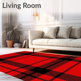 Nordic Winter Plaid with Scandinavian Starburst Accents(Red)