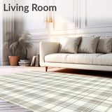 Minimalist Neutral Tartan Area with Beige and Sand Plaid Design(Beige)