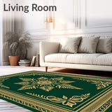 Ornate Pine Needle Medallion with Botanical Swirl Motifs(Green)