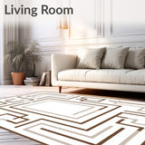 Nordic Maze Motif Featuring Interlocking Pathways and Minimalist Lines(Brown)