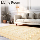 Classic Area Beige Tonal Geometric Border(Beige)