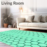 Hexagonal Honeycomb Textured Floor with Machine Wash Design(Blue)