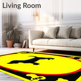 Caution Dogs Will Bark If You Knock Loud Yelling Inside Area Rug(Yellow)