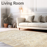 Distressed Beige Diamond Textured Area(Beige)