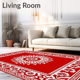 Vibrant Starburst Floral Medallion Accent Castle Decoration(Red)