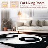 Ultra Soft Area Rug, Non Slip, Stain Resistant, Washable Area Rugs for Living Room, Bedroom, yin yang circle bath(Black)