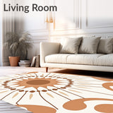 Abstract Sunburst Mosaic with Minimalist Petal Motifs(Brown)