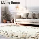 Classic Botanical Area with Delicate Foliage and Neutral Hues(Beige)