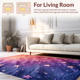 Ultra Soft Area Rug, Non Slip, Stain Resistant, Washable Area Rugs for Living Room, Bedroom, Tie Dye Star Glitter Shaggy(Purple)