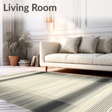 Contemporary Black Area with Linear Design(Beige)