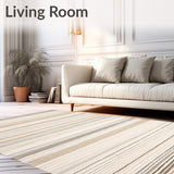 Cozy Stripe Loop Pile Area in Warm Beige Tones with Textured Accent(Beige)