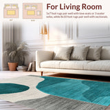 Ultra Soft Area Rug, Non Slip, Stain Resistant, Washable Area Rugs for Living Room, Bedroom, Tranquil Teal Abstract Escape(Green)