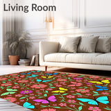 Enchanted Garden with Vibrant Floral Meadow Motifs(Brown)