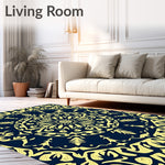 Low Pile Design Easy Clean with Anti Skid Backing (Blue) - ODIKA