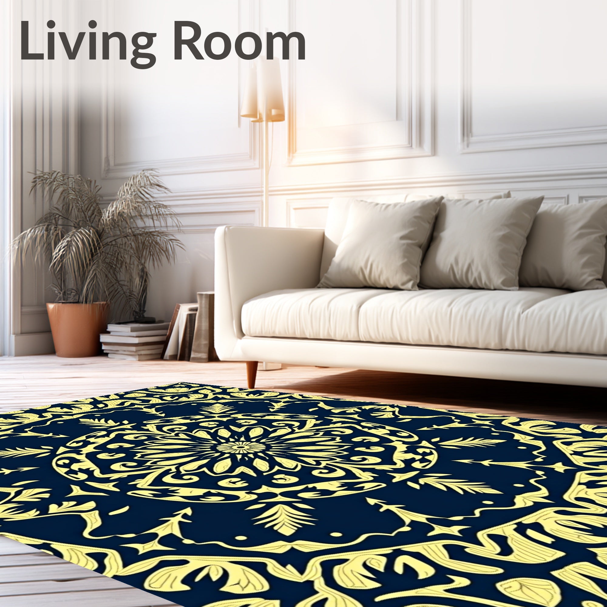 Low Pile Design Easy Clean with Anti Skid Backing (Blue) - ODIKA