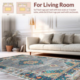 Ultra Soft Area Rug, Non Slip, Stain Resistant, Washable Area Rugs for Living Room, Bedroom, Vintage Tribal Stain Resistant Living Room(Red)