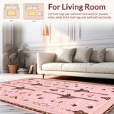 Ultra Soft Area Rug, Non Slip, Stain Resistant, Washable Area Rugs for Living Room, Bedroom, Cute Rodeo Cowgirl Pink Bathroom Decor Rug(Beige)