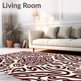 Abstract Paisley Swirl with Flowing Curved Motifs (Brown)