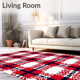 Festive Checkered Plaid with Bold Contrasting Stripes(Red)