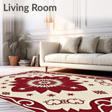 Vintage Medallion Distressed Artistic Heritage Classical Wave(Beige)