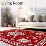 Nordic Snowflake Medallion Festive Holiday Motif Accent(Red)