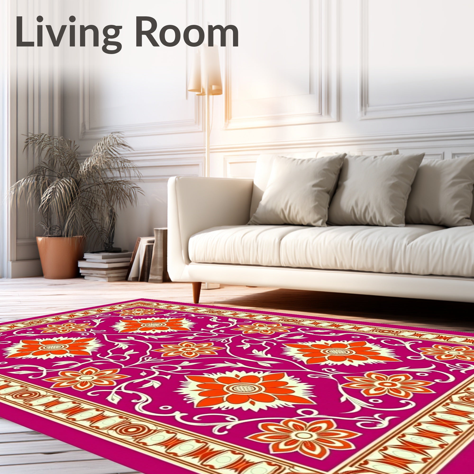 Elegant Floral Medallion with Layered Petal and Vine (Pink) - ODIKA