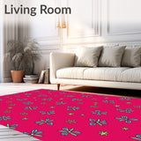 Festive Holly Blossom Traditional Decorative Flooring Accent(Pink)