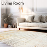 Boho Chic Floor Covering with Faded Abstract Motifs(Beige)