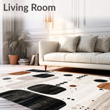 Contemporary Mocha Hues Area with Distinctive Abstract Print(White)