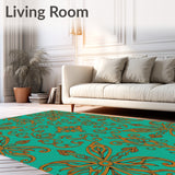 Jade Flooring with Swirling Paisley Flourishes (Blue) - ODIKA
