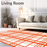 Retro Grid Plaid Interlock Abstract Minimalist Design(Orange)