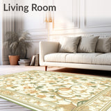 Timeless Anatolia Sage Beige Botanical Scrollwork Floor Covering(Beige)