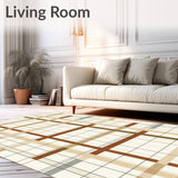 Abstract Geometric Area with Neutral Checkerboard and Linear Accents(Beige)