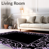 Ornate Baroque Inspired Scrollwork with Lavender and Silver Highlights(Black)