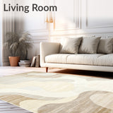 Ethereal Beige Area Abstract Swirls for Home Decor(Beige)