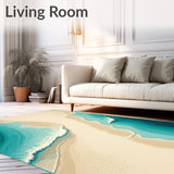 Beige Teal Beach Theme Coastal Ocean Indoor Deck(Beige)