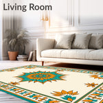 Sunburst Medallion Design with Radiant Floral Embellishments (Teal) - ODIKA