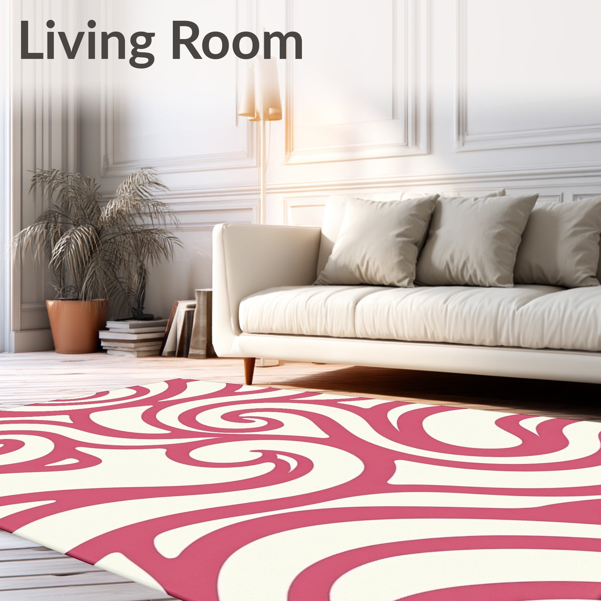Abstract Wave Mosaic Featuring Minimalist Brushstroke Flair (Pink) - ODIKA