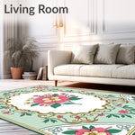 Wildflower Medallion Tapestry with Vintage Botanical Motifs (Pink) - ODIKA